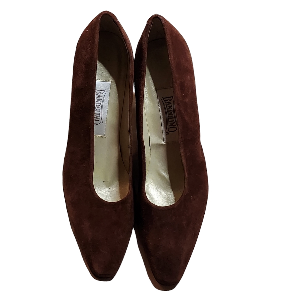 Vintage Bandolino Women's Brown Suede Leather Pump Heels Size 10